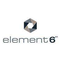 Stylized hexagonal logo above the text "element6SM" with alternating dark and light gray tones on the hexagon and modern gray text below.